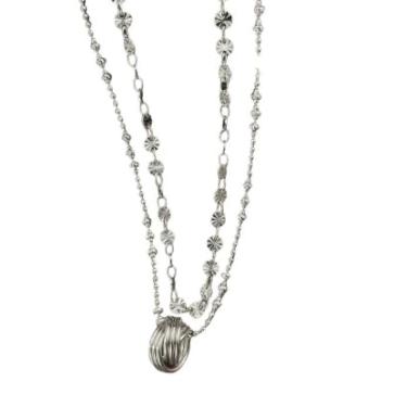 Imagem de NewZenro Colar com pingente em camadas de nó para mulheres, gargantilha de flores delicadas, corrente de contas, colares empilháveis, ajustáveis, joias modernas para sua melhor amiga, Medium, Metal