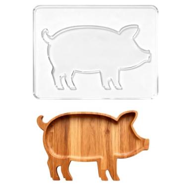 Imagem de beinkmake Modelo de roteador em forma de porco, placa de charcutaria, modelo de roteador de acrílico para carpintaria, modelos embutidos, para decoração de madeira, transparente, 20 x 16 cm