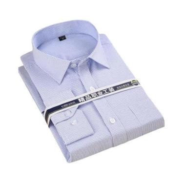 Imagem de Camisas Sociais Masculinas plus Size 8XL Slim Fit Manga Longa Listrada