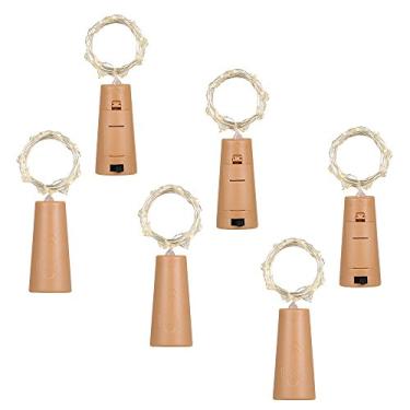 Imagem de Luz de Fio Arame 6UN 75CM 15 LEDs Alto Brilho Estrelado Fada Criativa Rolha Garrafa Decoração DIY Lâmpada Ambiente para Casa Festa Casamento Presente