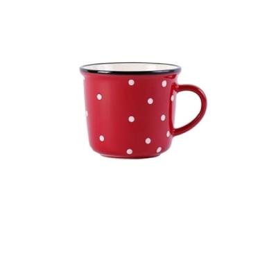 Imagem de Xícaras de café Caneca de café com leite esmaltado em cerâmica manchada para uso doméstico 370ml(Red)