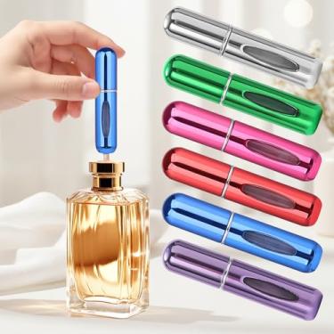 Imagem de Mini perfume recarregável, atomizador de perfume recarregável, frascos de spray, portátil para viagens, férias, atividades ao ar livre e negócios (5 ml), Mix, 6 peças