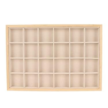 Imagem de Cuofyunl bandejas de exibição de armazenamento de jóias multiuso 24 grades bandeja de jóias para anel brinco pulseira colar (Bege)