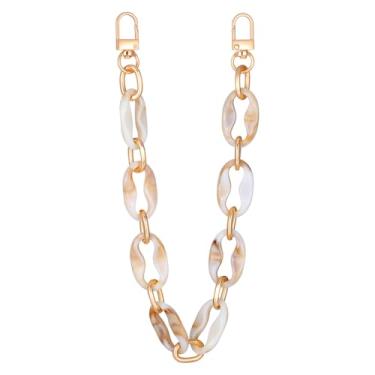 Imagem de Sibba Alça de corrente de bolsa, bolsa de resina oval, alça de mão marmorizada, alças de substituição de alças de bolsa de acrílico para artesanato DIY, 15,8 polegadas