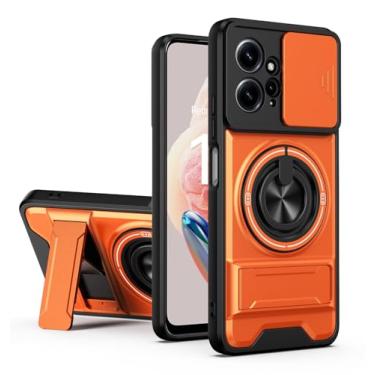 Imagem de SORAKA Capa para Xiaomi Redmi Note 12 4G com suporte,proteção de lente com janela e capa dupla de PC e TPU compatível com suporte magnético para carro