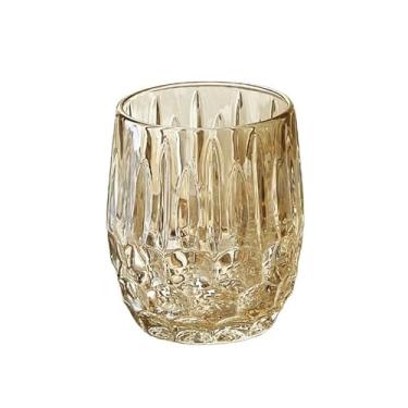 Imagem de x3anggyt5 Copos de vidro de cristal texturizado, 2 tamanhos de vidro transparente extravagante para coquetel, chá, água, cerveja, refrigerante (marrom, pequeno)