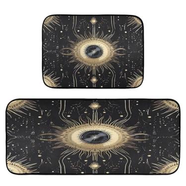 Imagem de xigua Conjunto de 2 tapetes e tapetes de cozinha com olhos mágicos absorventes macios para o chão, tapete de cozinha, antiderrapante, conjunto de capachos, 50 x 120 cm + 50 x 70 cm