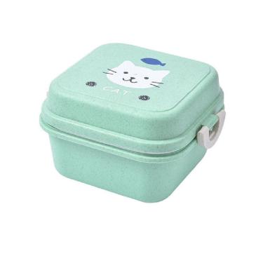 Imagem de Marmita Infantil Plástico Pets Camada Talher - Verde