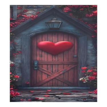 Imagem de Qilmy Capa magnética para máquina de lavar louça Dia dos Namorados amor coração 58 x 66 cm porta frontal capas decorativas de geladeira adesivo folha magnética máquina de lavar louça painel decalque