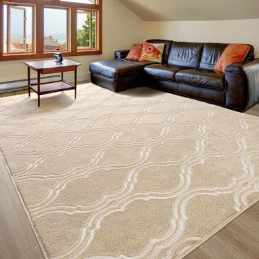 Imagem de Mejorug Tapete macio bege para sala de estar, tapete macio lavável para quarto, sala de jantar, quarto de crianças, sala de estudo, escritório, tapete antiderrapante para decoração de casa estética