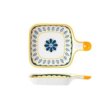 Imagem de x3anggyt5 Assadeira de alta qualidade prato de café da manhã prato criativo prato doméstico cerâmica lanche prato de jantar legumes preparados alça de forno assadeira caçarola para forno