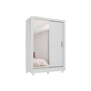 Imagem de Guarda Roupa Solteiro Bélgica 2 Portas c/ Espelho Branco Santos Andirá