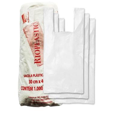 Imagem de Kit Sacola Branca 1000 25X35 + 1000 30X40 + 1000 40X50