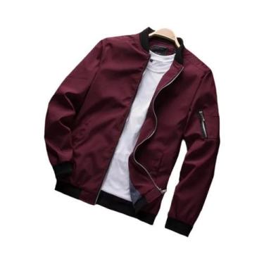 Imagem de Jaqueta Bomber Masculina Slim Fit De Manga Longa, Corta-Vento Com Zípe