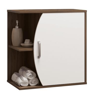 Imagem de Armário Balcão Gabinete Para Banheiro Com 01 Porta 60 cm Duna B06 Branco Nogal - Lyam Decor