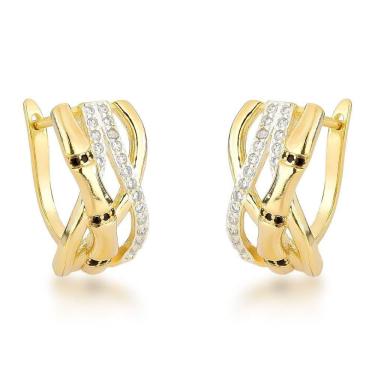 Imagem de Brincos Banhados A Ouro 18k Entrelaçados Com Zircônias – Elegância Contemporânea