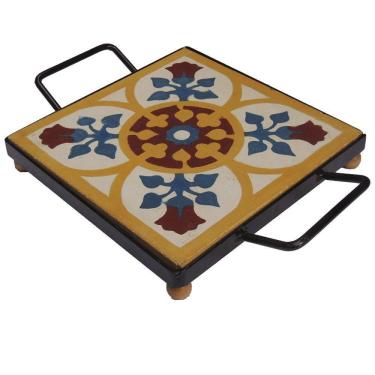 Imagem de Descanso De Panela Apoio De Mesa Ladrilho Hidráulico P- Travessa Ladrilho B4