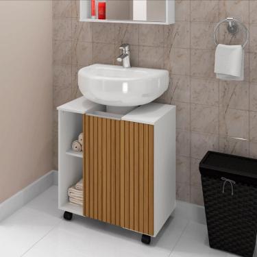 Imagem de Gabinete Pequin Banheiro com Rodízios 1 Porta com Nichos