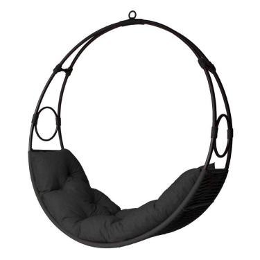 Imagem de Cadeira De Balanço Lua Suspenso Em Corda Náutica Preto/preto