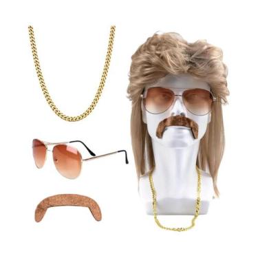 Imagem de Peruca Sintética Masculina Marrom Dourado De Alta Qualidade Para Fanta