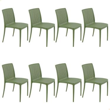 Imagem de Kit 8 Cadeiras Tramontina Isabelle em Polipropileno e Fibra de Vidro Verde Oliva 92150027 