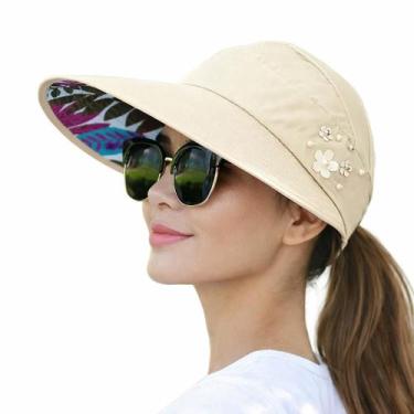 Imagem de Chapéu Viseira De Sol Aba Larga Praia Verão Anti-UV Dobrável - Modas F
