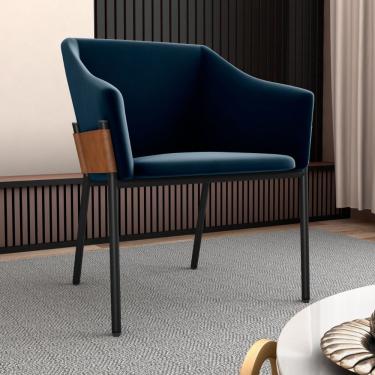 Imagem de Poltrona Para Sala De Recepção Maceió Veludo Azul