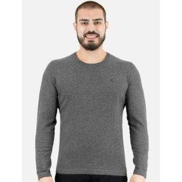 Imagem de Suéter Calvin Klein Jeans Masculino Tricot Gola Careca com Logo Chumbo-Masculino