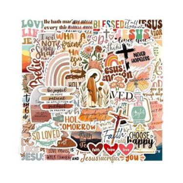 Imagem de Pacote De Adesivos Com Frases De Jesus, 50 Peças, À Prova d'Água, Moti