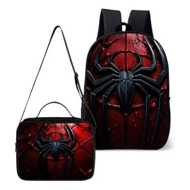 Imagem de Kit Mochila E Lancheira Termica Escolar Tema Heroi Aranha Lançamento -