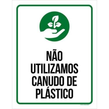 Imagem de Kit 5 Placas Não Utilizamos Canudo Plástico 27X35 - Sinalizo