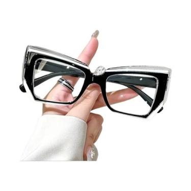 Imagem de Óculos De Leitura Vintage Oversized Com Armação Geométrica, Lentes Tra