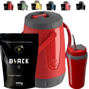 Imagem de Kit Completo Tereré Garrafa Jarra Pávia Unitermi Copo Térmico Com Bomb