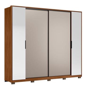 Imagem de Guarda Roupa Casal Laredo D44010kpe Nogueira Nude Prime Tx Flex Com Espelho E Pés Demóbile - Demartêz