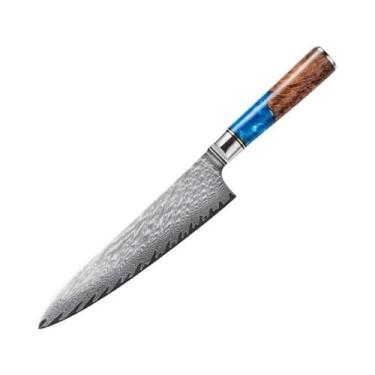 Imagem de Conjunto De Facas De Cozinha Em Aço Damasco VG10 Com Cabo Azul: Faca D