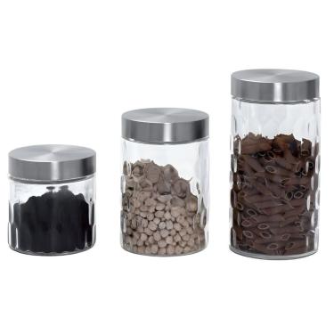 Imagem de Kit 3 Potes De Vidro Com Tampa Inox – Organização E Estilo