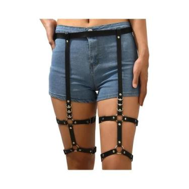 Imagem de Cinto De Perna Feminino Sexy De Couro PU Com Tachas, Suspensórios E Ac