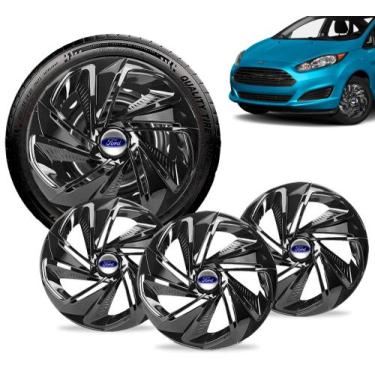 Imagem de Jogo 4 Calota Esportiva Aro 14 Nitro Preta Ford Ka Fiesta - Elitte