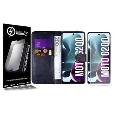 Imagem de Capa Case Flip Carteira + 2 Peliculas Vidro Moto G200 5G XT2175 6.8 - 