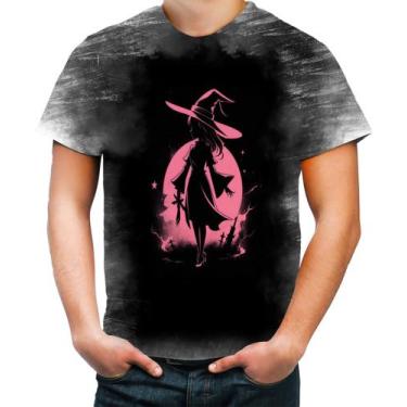 Imagem de Camiseta Desgaste Bruxa Halloween Rosa Festa 1 - Kasubeck Store®, INF 