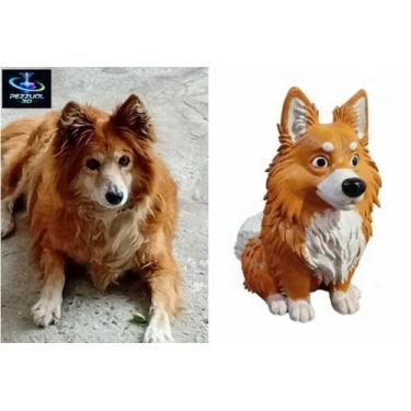 Imagem de Miniatura Pet Personalizada Escultura 3D Realista de Cão ou Gato Prese