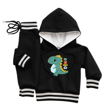 Imagem de Conjunto Moletom Infantil Capuz Menino Bebê Peluciado Flanelado Roupa 
