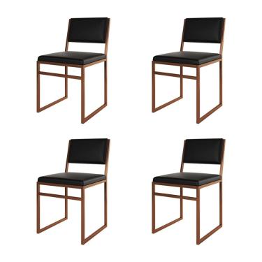 Imagem de Kit 4 Cadeiras Industrial Isa Assento Corino Base Cobre para Mesa Sala Cozinha Home - C...