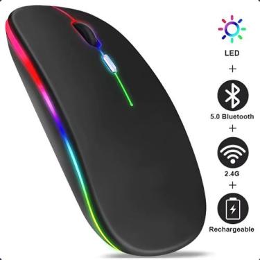 Imagem de Mouse Sem Fio Bluetooth RGB Ergnomico Recarregável Gamer, preto