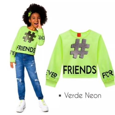 Imagem de Blusa Cropped Moletinho Manga Longa Feminino Kyly, Verde neon, 04
