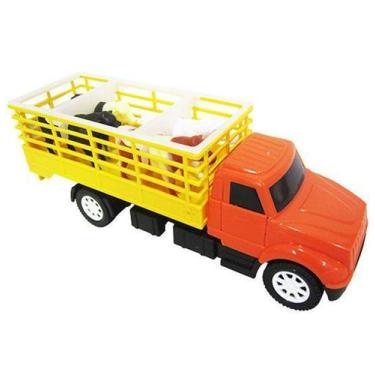 Imagem de Caminhao Boiadeiro Roda Livre Colors com 6 Cavalos 22cm - Diverplas