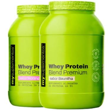 Imagem de Kit 2x Whey Protein Blend Premium 900g  My Suplementos, Baunilha e Mor