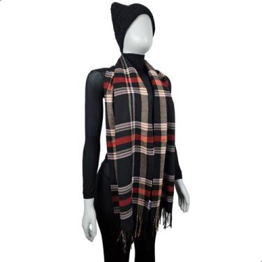 Imagem de Cachecol Echarpe Manta Xale Lenço Inverno 170cm Xadrez Unissex - Daruj