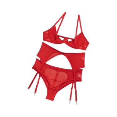 Imagem de Conjunto De Lingerie Sensual Feminina Com Sutiã Aberto E Calcinha, Kit