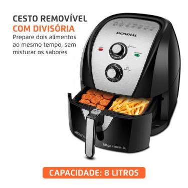 Imagem de Fritadeira Sem Óleo Air Fryer 8L Mondial Preto/Inox 1900W - AFD-80-BI,
